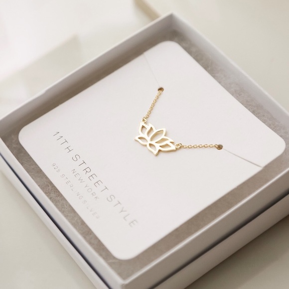 Lotus Necklace | 14k Gold Plated - Picture 3 of 5